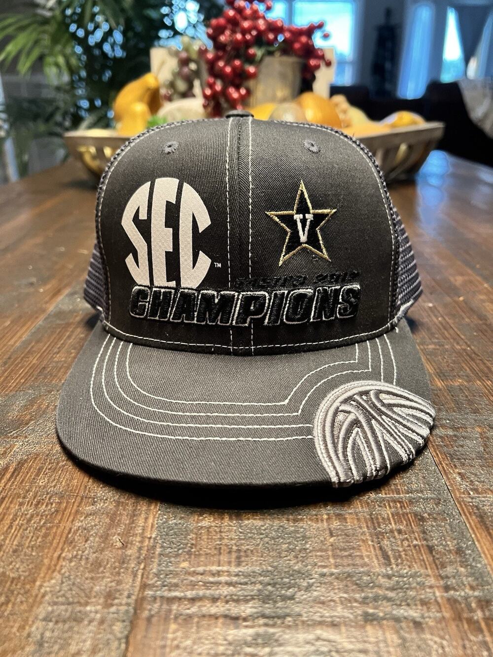 2012 SEC Champions Vanderbilt Black Flat Bill Mesh Back Trucker Baseball Hat Cap
